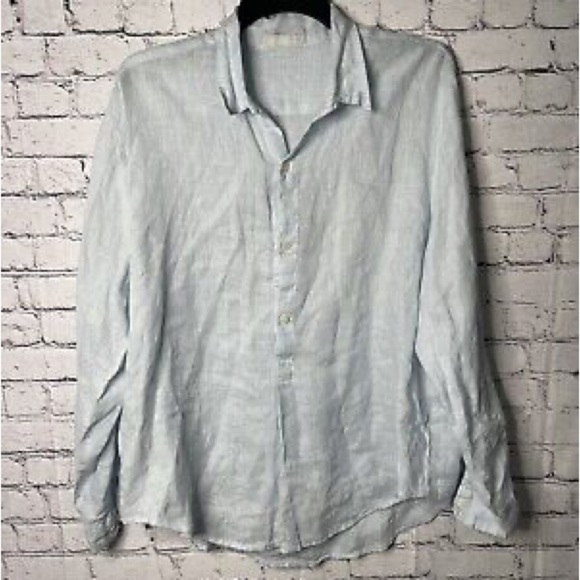 CP Shades Shirt Medium M Baby Blue 100% Linen Button Up Tunic Top USA (T2) - Picture 1 of 4